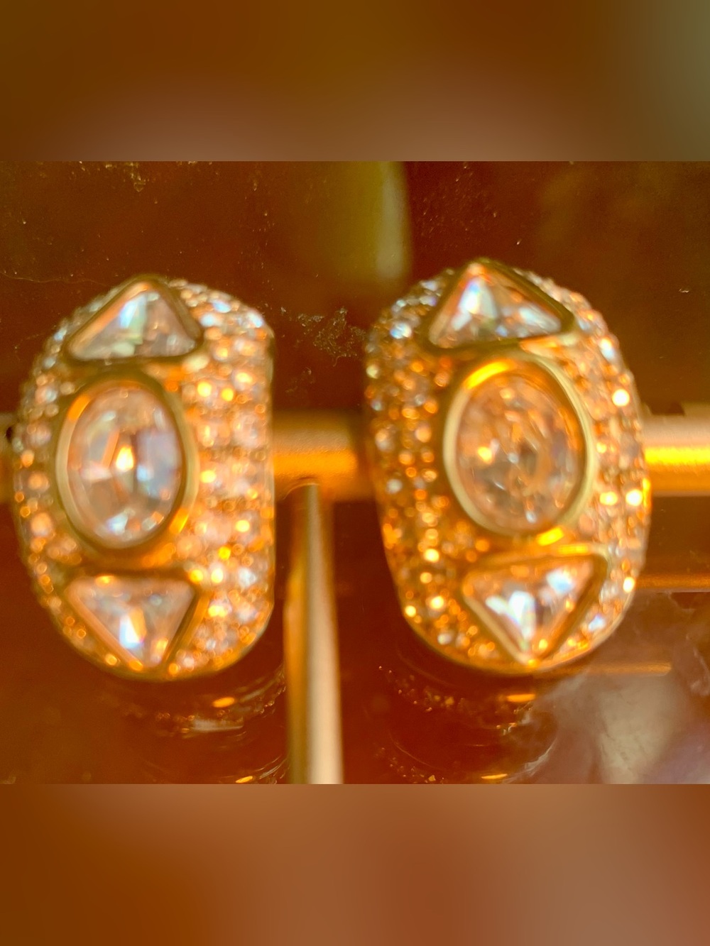 Gold Crystal Clip-On Earrings